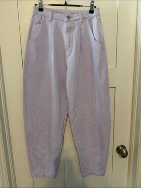 Beige Botany Lilac Purple High Rise Pleated Barrel Leg Jeans Size S